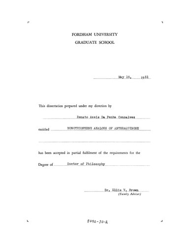 Monothiphene Analogs of Anthraquinone