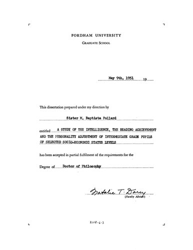 A Study of the Intelligence, the Reading Achievement and the Personality Adjustment of Intemediate Grade Pupils of Selected Socio- Economic Status Levels