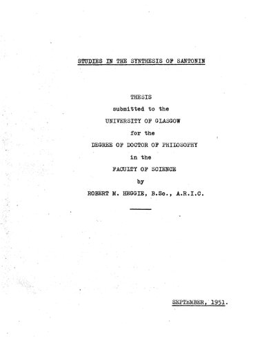 Studies in the Synthesis of Santonin