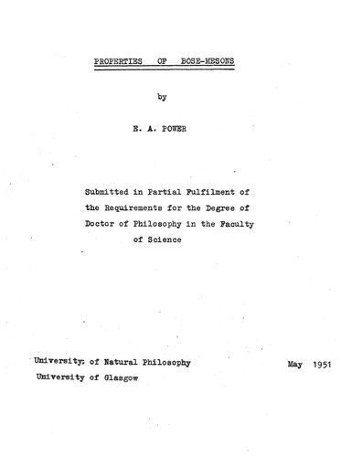 Properties of Bose-Mesons