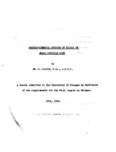 Physico-Chemical Studies of Silica of Small Particle Size