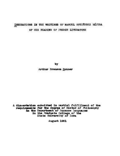 Indications in the Writings of Manuel Gutiérrez Nájera of His Reading of French Literature