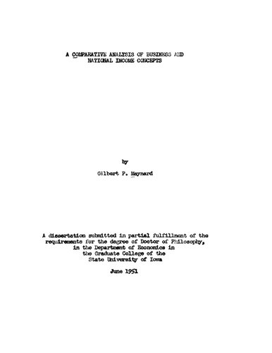 A Comparative Analysis of Business and National Income Concepts