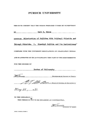 Chlorination of Sulfides with Sulfuryl Chloride and Thionyl Chloride. I. Dimethyl Sulfide and Its Derivatives