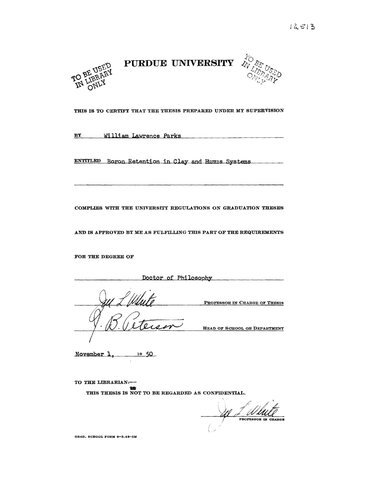 Boron Retention in Clay and Humus Systems