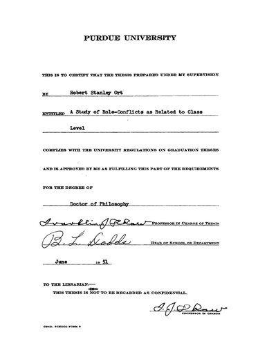 A Study of Role-Conflicts as Related to Class Level