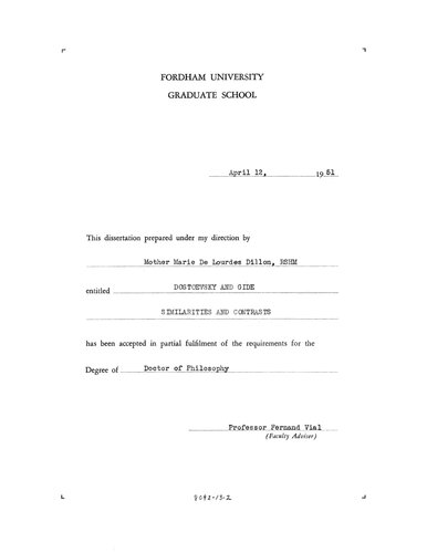 Dostoevsky and Gide Similarities and Contrasts