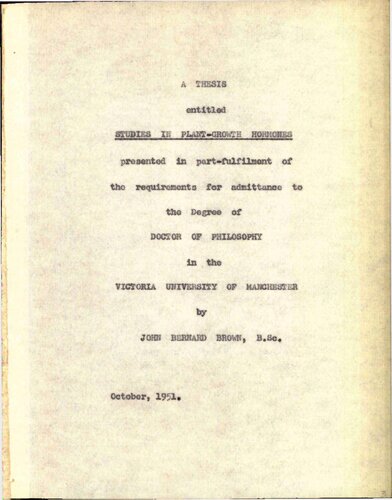 Studies in Plant-growth Hormones