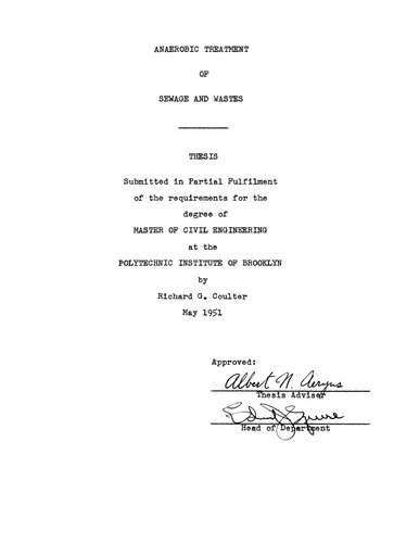 Anaerobic Treatment of Sewage and Waste