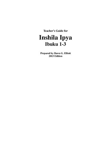 Teacher’s Guide for Inshila Ipya. Ibuku 1-3