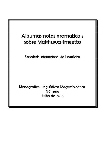 Algumas notas gramaticais sobre Makhuwa-Imeetto