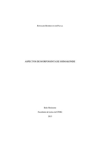 Aspectos de morfossintaxe shimakonde