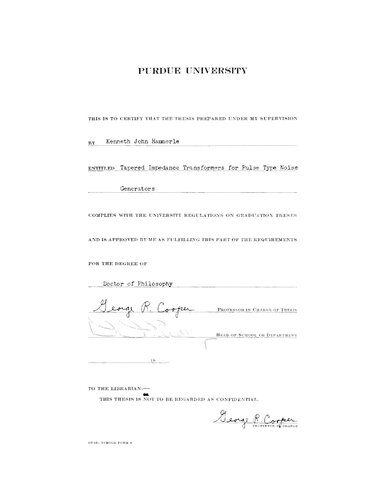 Tapered Impedence Transformers for Pulse Type Noise Generators