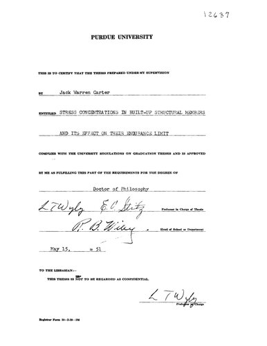 Stress Concentrations in Built-Up Structural Members: Its Effect on Their Endurance Limit
