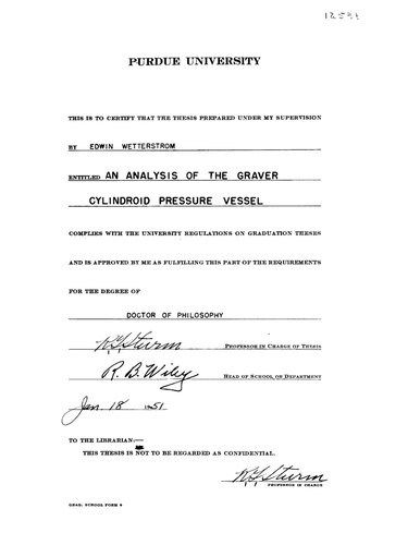 An Analysis of the Graver Cylindroid Pressure Vessel