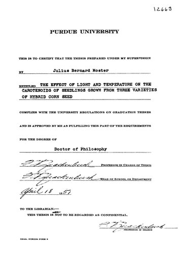 The Effect of Light and Temperature on the Carotenoids of Seedlings Grown from Three Varieties of Hybrid Corn Seed