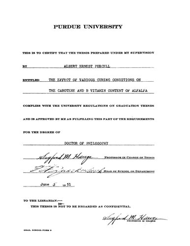 The Effect of Various Curing Conditions on the Carotene and B Vitamin Content of Alfalfa