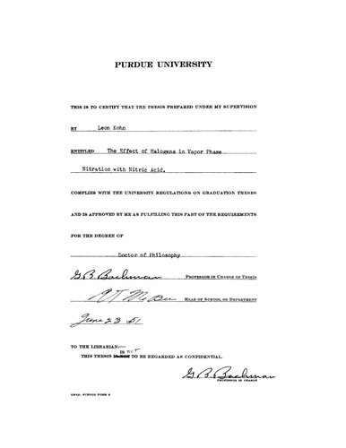 The Effect of Halogens in Vapor Phase Nitration with Nitric Acid