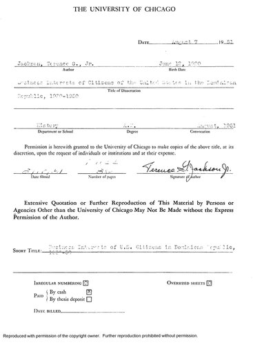 BUSINESS INTERESTS OF UNITED STATES CITIZENS IN DOMINICAN REPUBLIC, 1930-1950