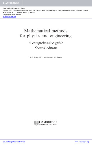 Mathematical Methods for Physics and Engineering: A Comprehensive Guide