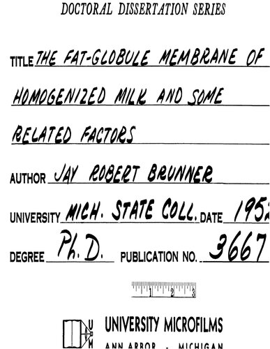 THE FAT-GLOBULE MEMBRANE OF HOMOGENIZED MILK AND SOME RELATED FACTORS