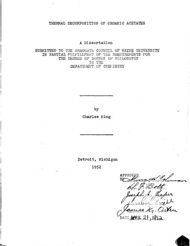 THERMAL DECOMPOSITION OF ORGANIC ACETATES