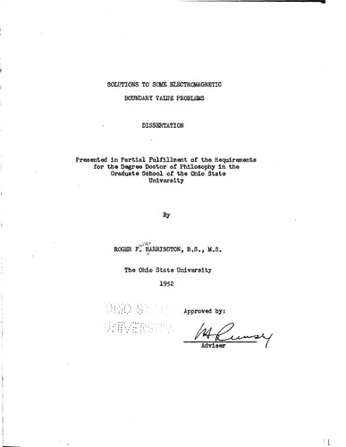 SOLUTIONS TO SOME ELECTROMAGNETIC BOUNDARY VALUE PROBLEMS