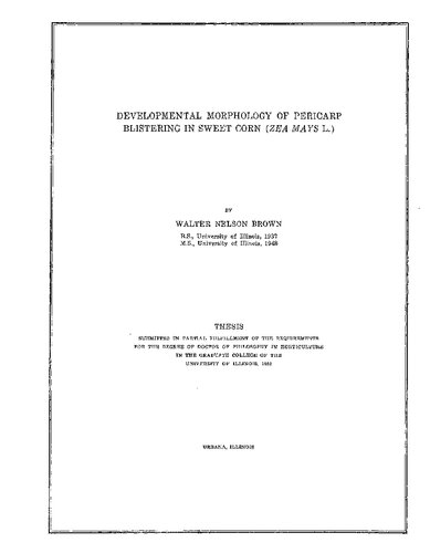 DEVELOPMENTAL MORPHOLOGY OF PERICARP BLISTERING IN SWEET CORN (ZEA MAYS L.)