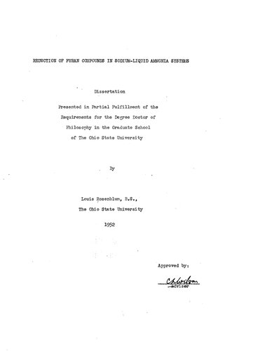 REDUCTION OF FURAN COMPOUNDS IN SODIUM-LIQUID AMMONIA SYSTEMS