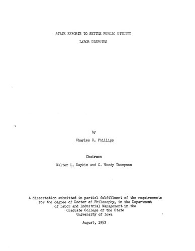 STATE EFFORTS TO SETTLE PUBLIC UTILITY LABOR DISPUTES