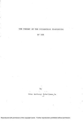 THE THEORY OF THE DIELECTRIC PROPERTIES OF ICE