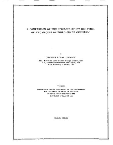 A COMPARISON OF THE SPELLING STUDY BEHAVIOR OF TWO GROUPS OF THIRD GRADE CHILDREN
