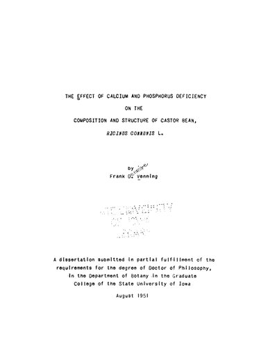 The Effect of Calcium and Phosphorus Deficiency on the Composition and Structure of Castor Bean, Ricinus communis L