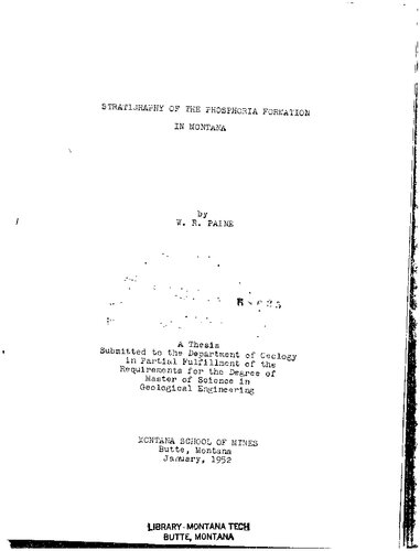 Stratigraphy of the Phosphoria Formation in Montana