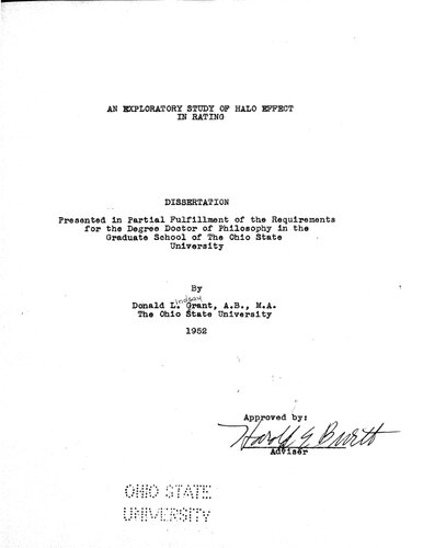 AN EXPLORATORY STUDY OF HALO EFFECT IN RATING