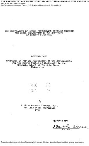 THE PREPARATION OF HIGHLY FLUORINATED GRIGNARD REAGENTS AND THEIR APPLICATION TO THE SYNTHESIS OF ORGANIC FLUORIDES