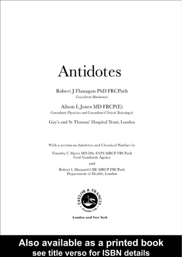 Antidotes: Principles and Clinical Applications