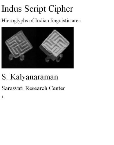 Indus script cipher: hieroglyphs of Indian linguistic area