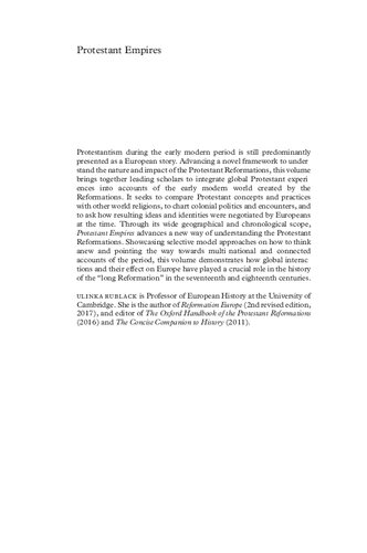 Protestant Empires: Globalizing the Reformations