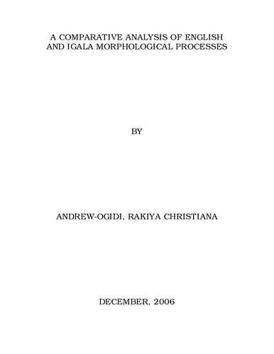 A comparative analysis of English and Igala Morphological processes