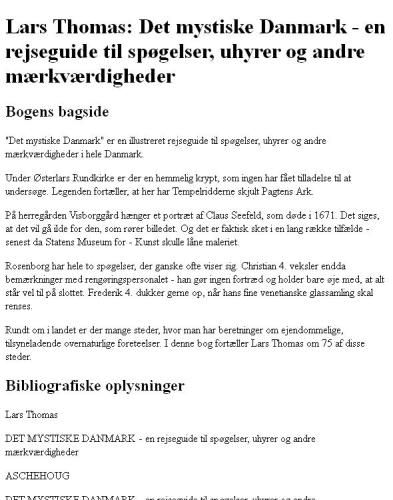 Det mystiske Danmark: en rejseguide til spøgelser, uhyrer og andre mærkværdigheder