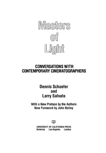 Masters of light: conversations with contemporary cinematographers