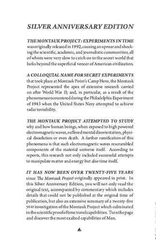 The Montauk Project. Experiments in Time. Silver Anniversary Edition