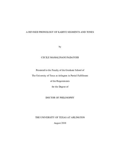 A revised phonology of Kabiye segments and tones