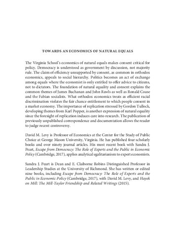 Towards an Economics of Natural Equals: A Documentary History of the Early Virginia School