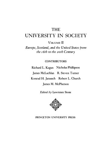 University in Society, Vol 2 - Europe, Scotland & US from 16th to 20th Century