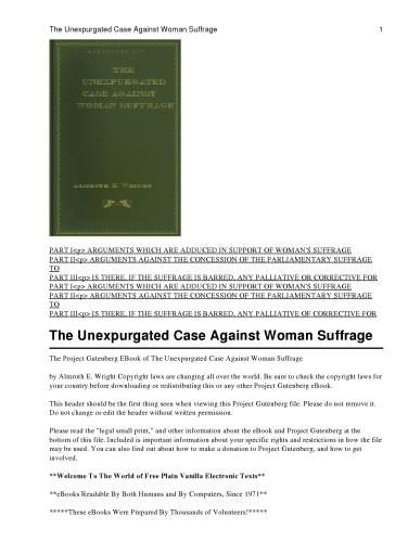 The unexpurgated case against woman suffrage