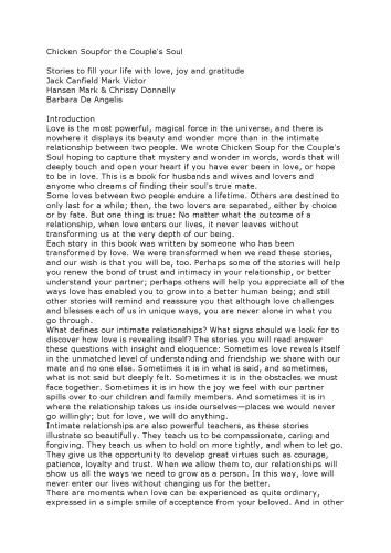 Chicken soup for the couple's soul: inspirational stories about love and relationships