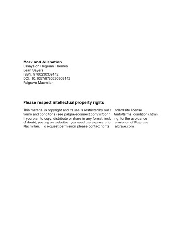 Marx and alienation ; Essays on Hegelian themes