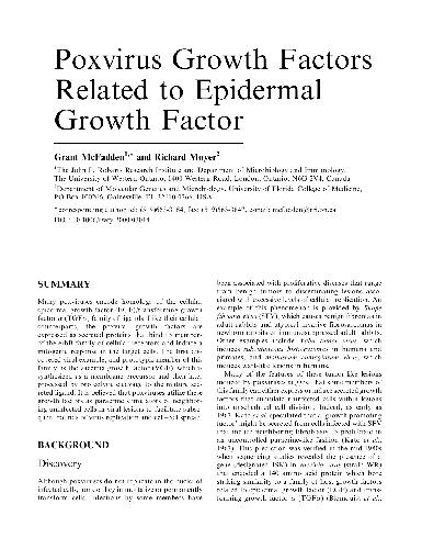 Poxvirus Growth Factors Related to Epidermal Growth Factor
